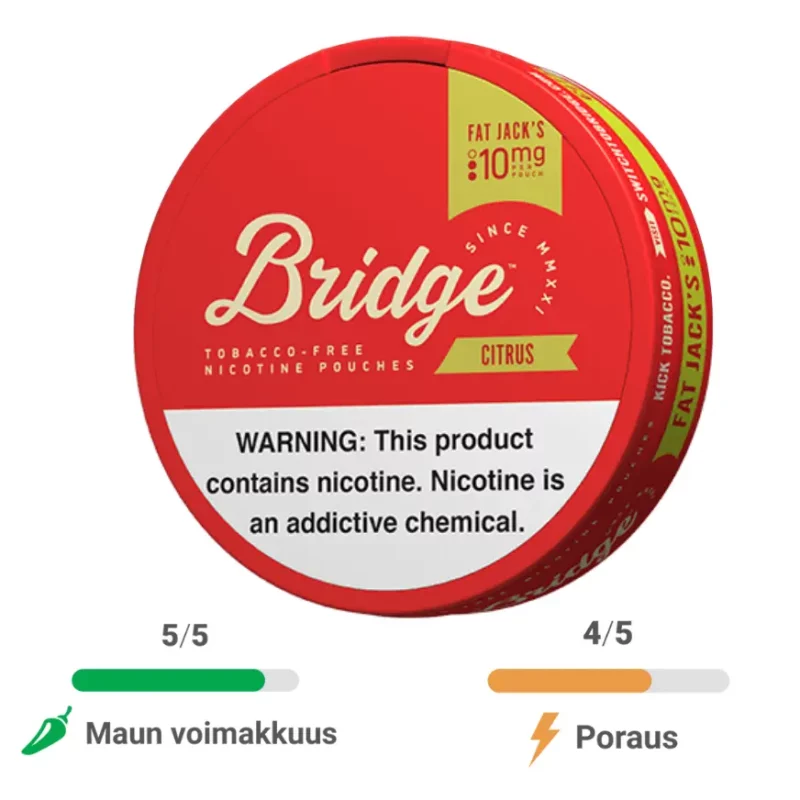 Bridge Citrus sisältää 10mg nikotiinia pussia kohden.